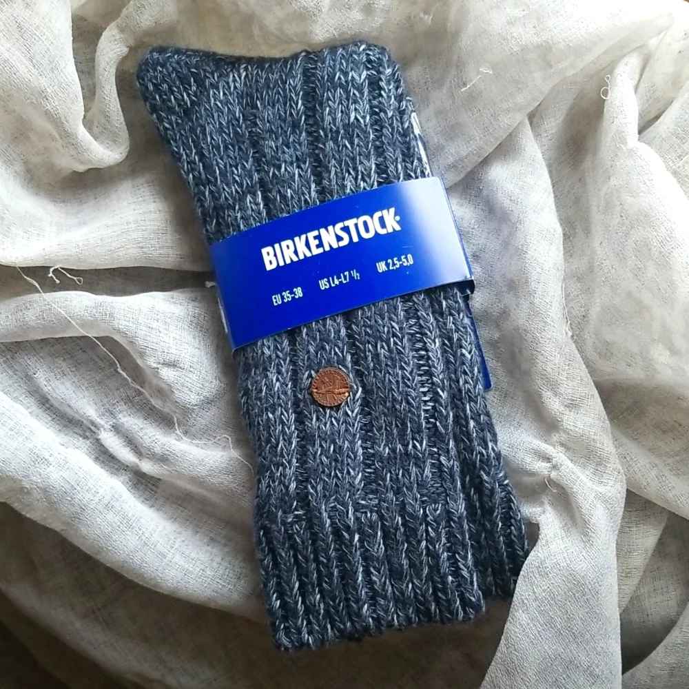 Birkenstock Sydney Blue Melange Cotton Socks Small • 35-38 EU